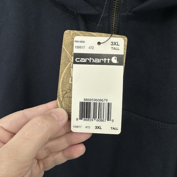 NEW CARHARTT rain defender hoodie sweatshirt original fit durable tall 3XL - Picture 9 of 9